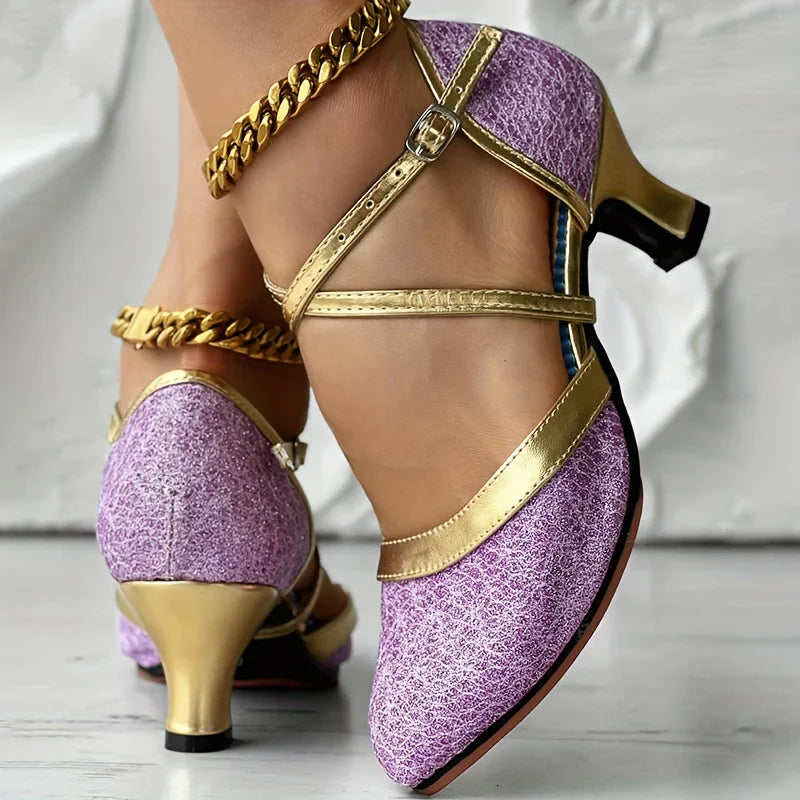 Marietta - Chaussures à talons mi-hauts épais avec brides à boucle croisée