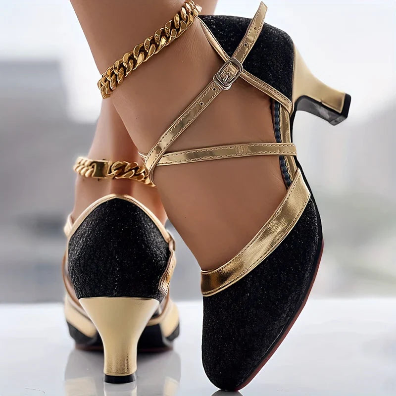 Marietta - Chaussures à talons mi-hauts épais avec brides à boucle croisée