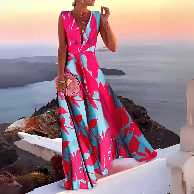 Adelia - Robe imprimée sans manches chic et élégante pour femmes