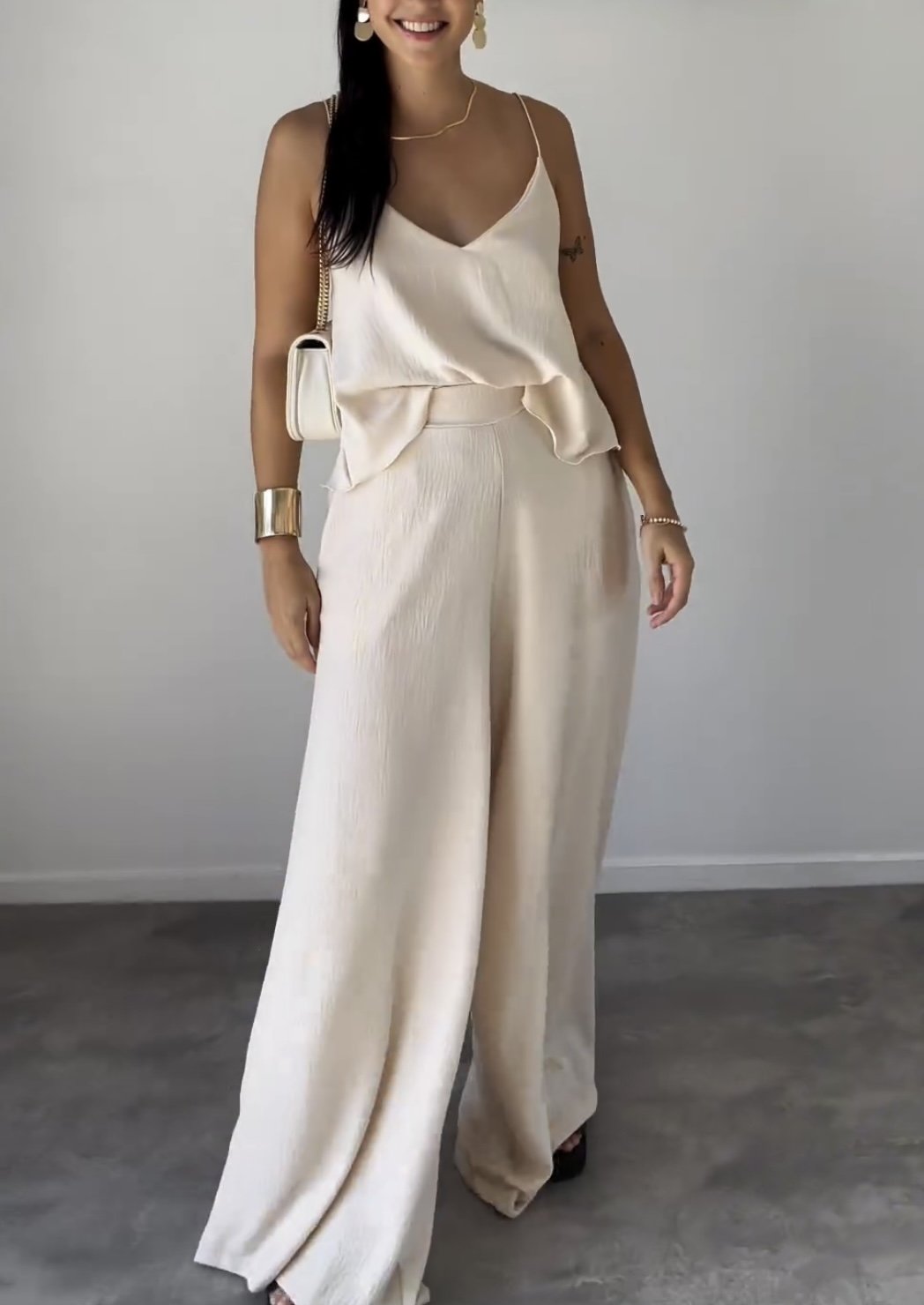 Susan - Ensemble stylé top sans manches et pantalon large