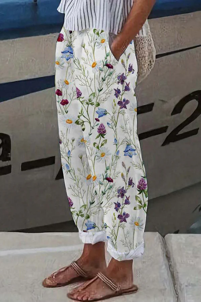 Airish - Pantalon décontracté à poches boutonnées et imprimé unique