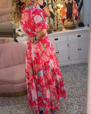 Celia - Robe longue avec décolleté en V