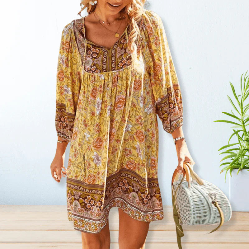 Araminta - Robe bohème à imprimé et coupe fluide pour femme