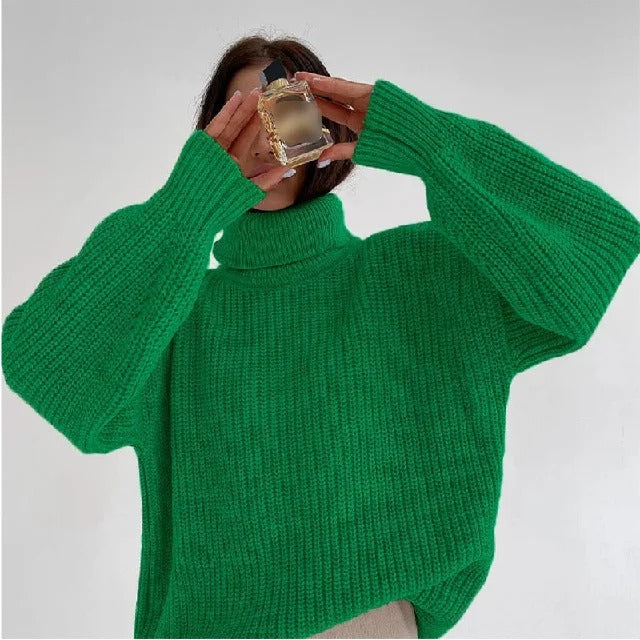 Marjorie - Pull col roulé en maille oversize