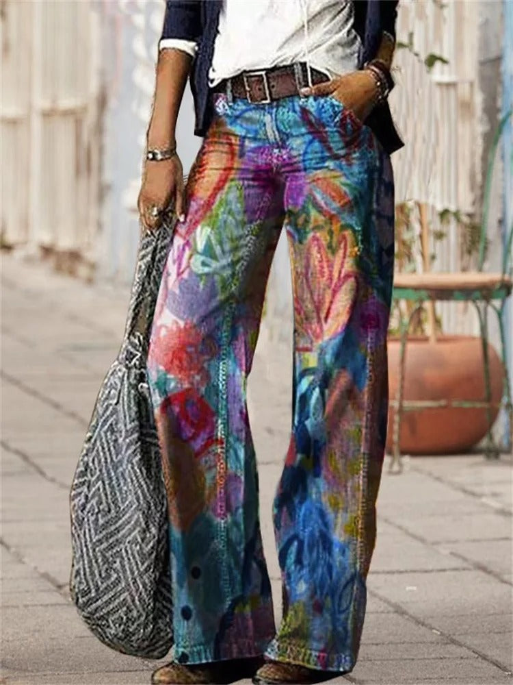 Olivette - Pantalon en Denim en Toile de Coton de Haute Qualité