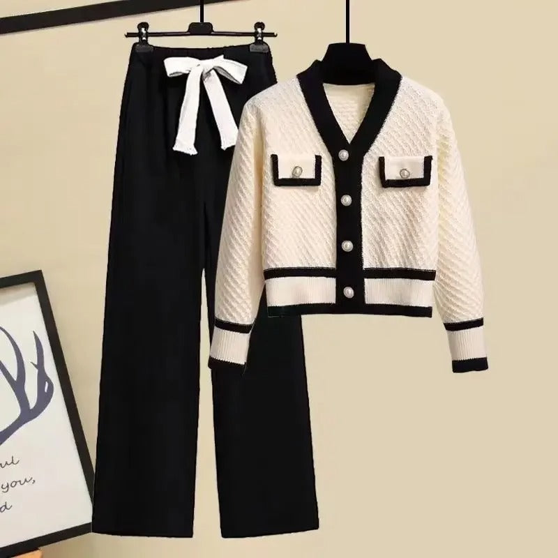 Olivette - Ensemble deux pièces composé d'un pull en tricot et d'un pantalon large
