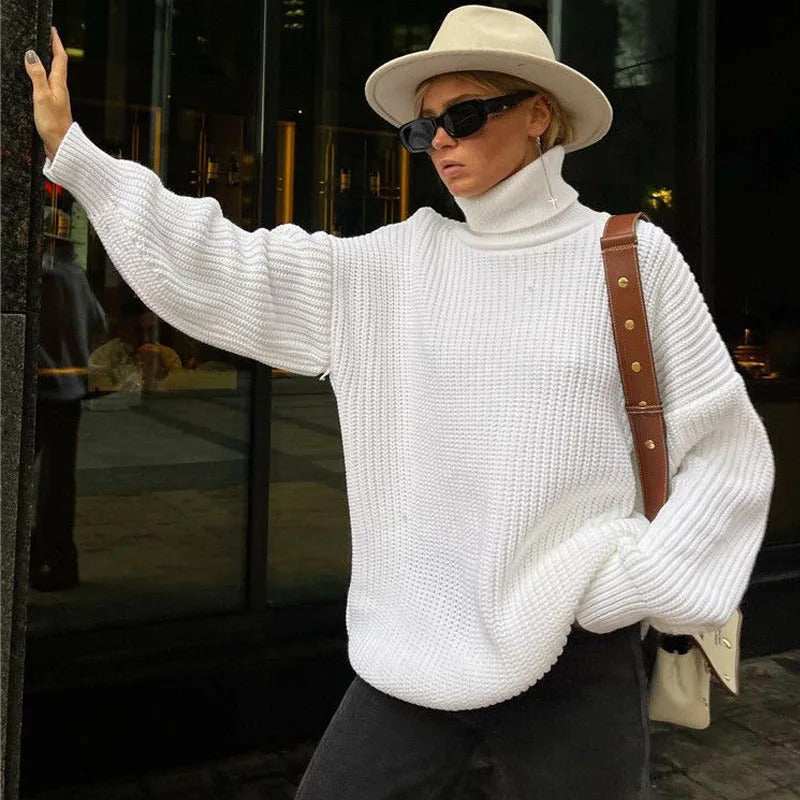 Marjorie - Pull col roulé en maille oversize