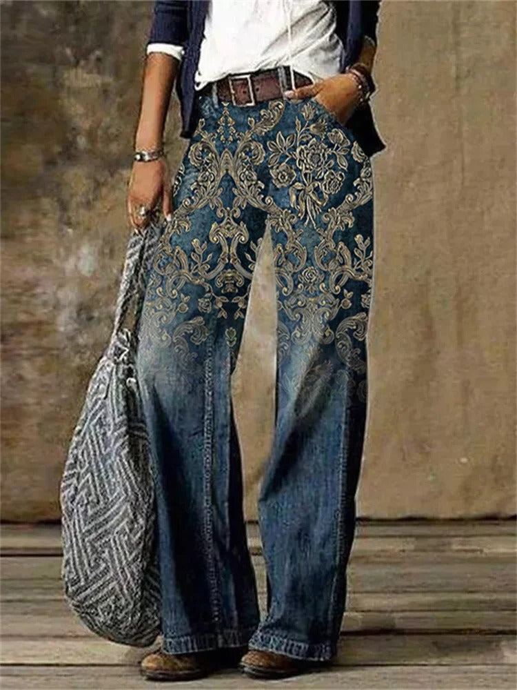 Olivette - Pantalon en Denim en Toile de Coton de Haute Qualité
