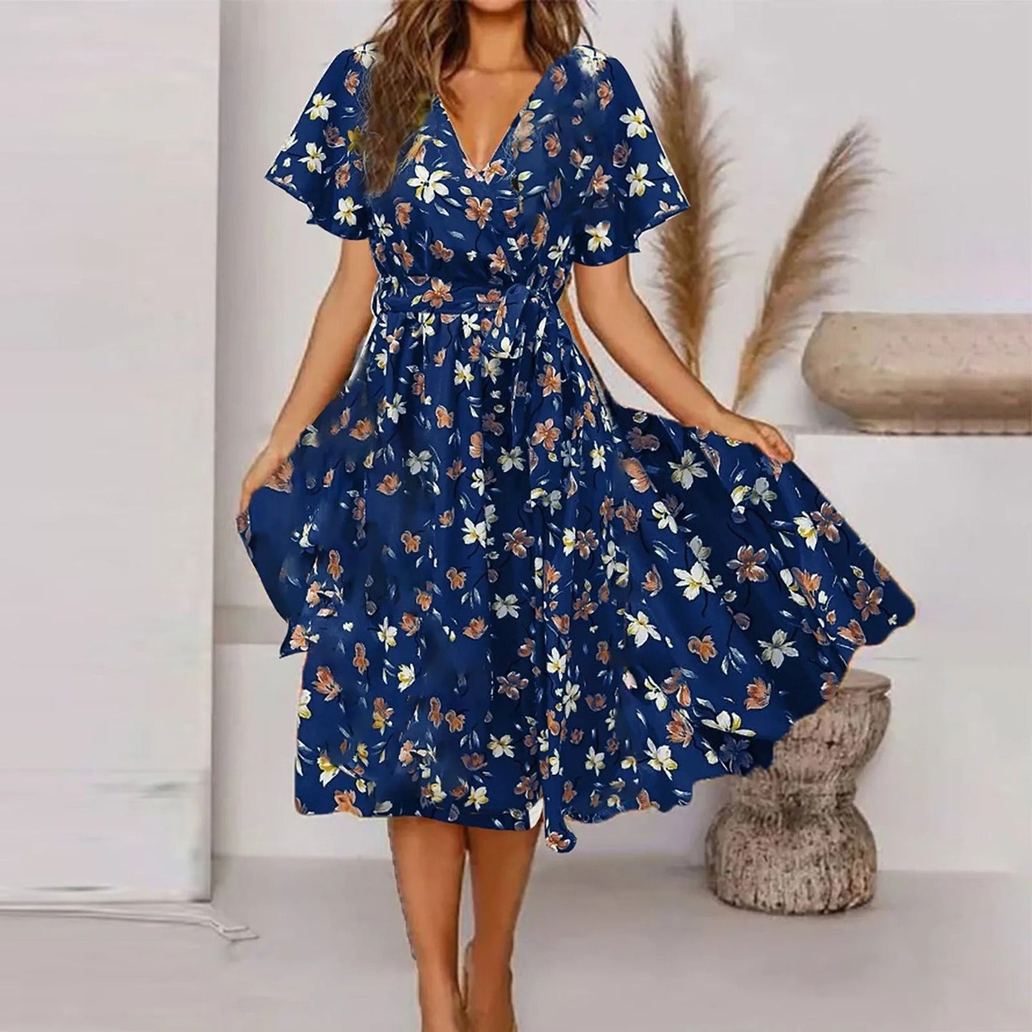 Muriel - Robe longue femme imprimé vintage