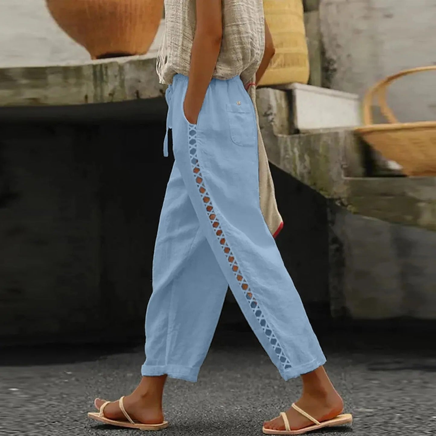 Cora - Pantalon baggy décontracté à jambes larges