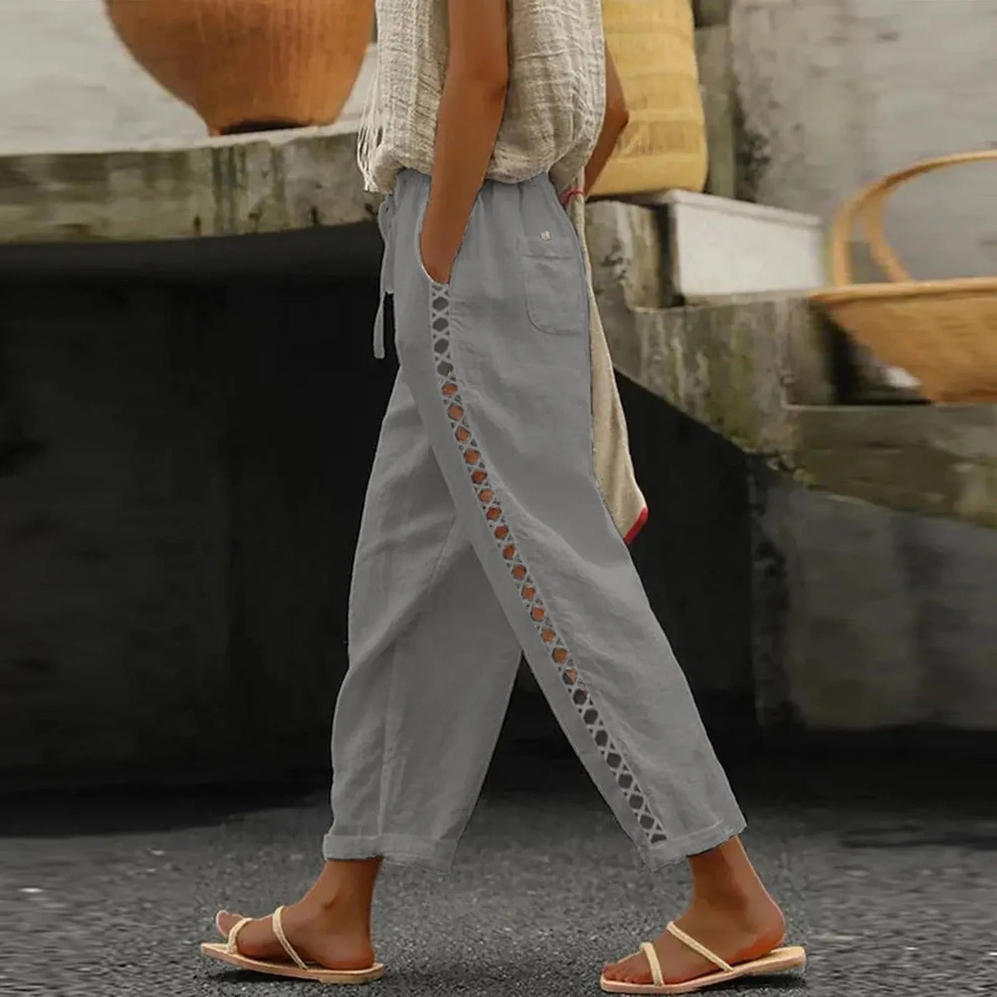Cora - Pantalon baggy décontracté à jambes larges