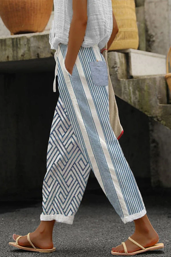 Airish - Pantalon décontracté à poches boutonnées et imprimé unique