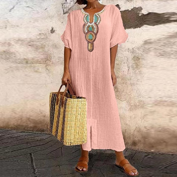 Olive - Robe en coton et lin pour femmes