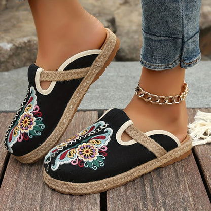 Teresa - Espadrilles bohème-chic avec broderie florale