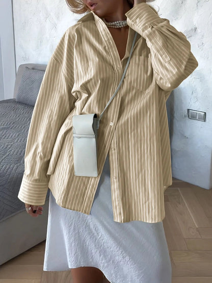 Elisa - Chemise ample à manches longues rayée avec boutons