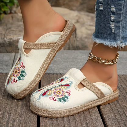 Teresa - Espadrilles bohème-chic avec broderie florale