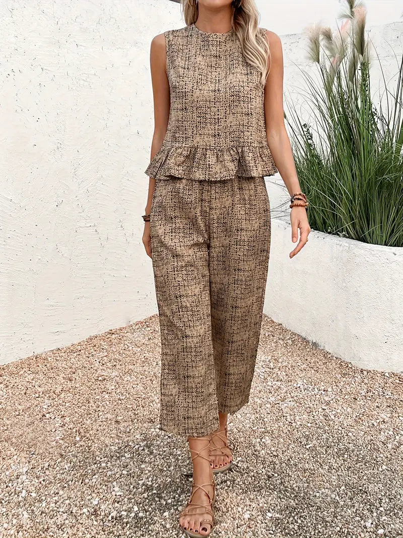 Rosemary - Ensemble élégant composé d'un haut sans manches et d'un pantalon large