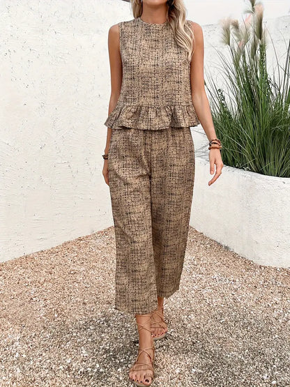 Rosemary - Ensemble élégant composé d'un haut sans manches et d'un pantalon large