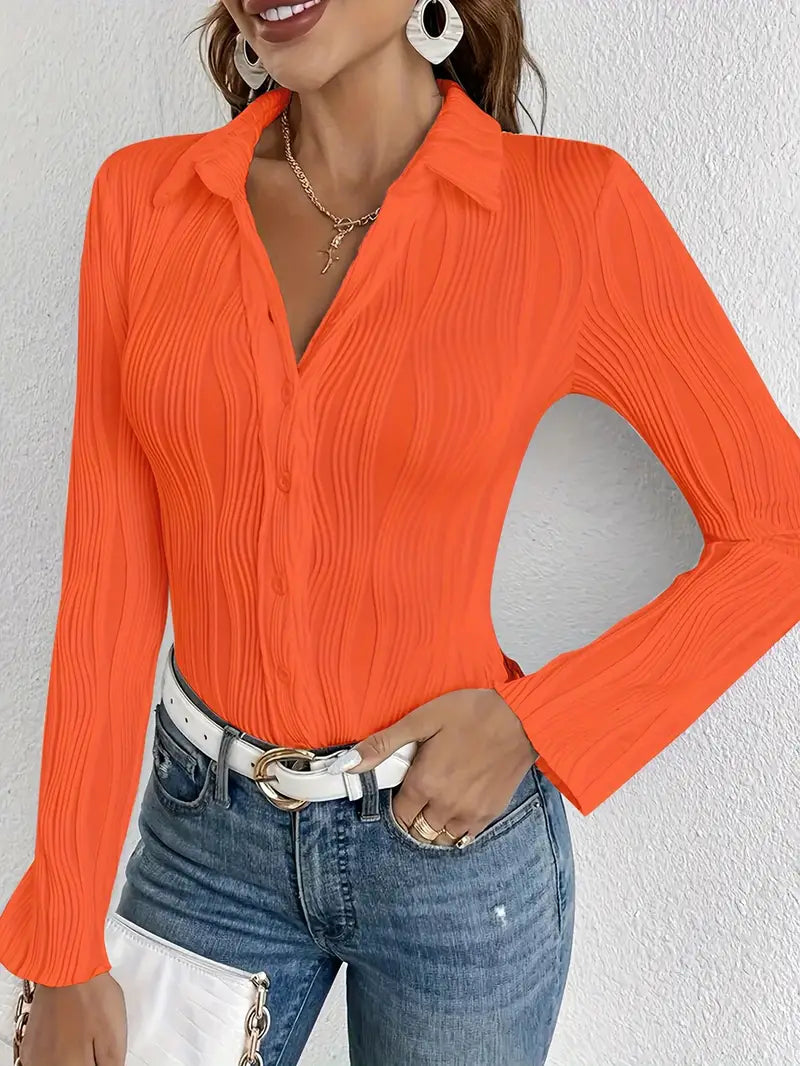 Ruthe - Élégante blouse côtelée à manches longues