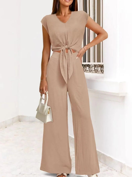 Fianna - Ensemble élégant top court et pantalon large