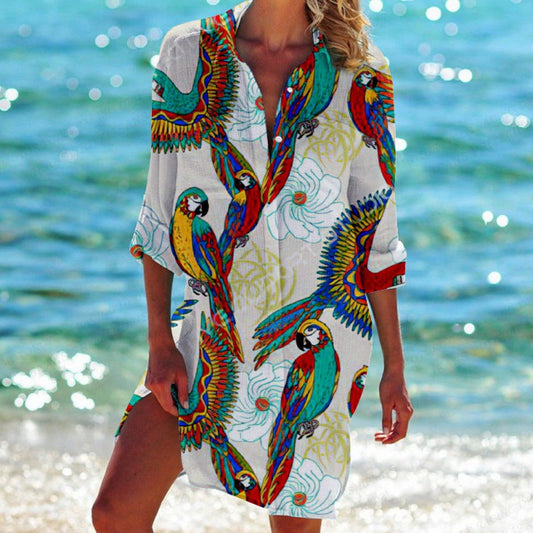 Celia - Hemdkleid à imprimé tropical