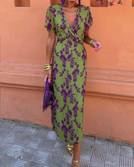 Evalena - Robe longue élégante à manches bouffantes pour femmes