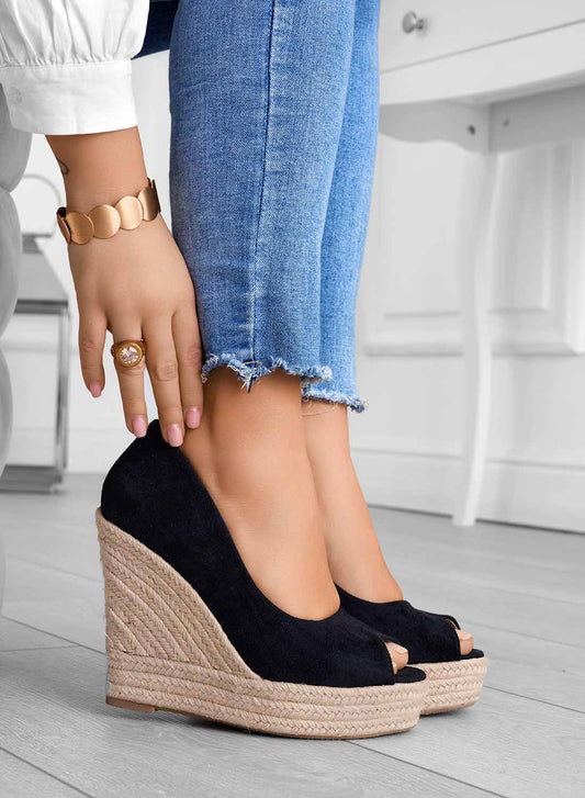 Arya - Espadrilles en daim à semelle compensée