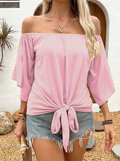 Gwen - Blouse élégante à épaules dénudées et nœud lâche