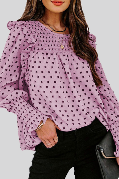 Estella - Blouse chic imprimée à manches longues bouffantes