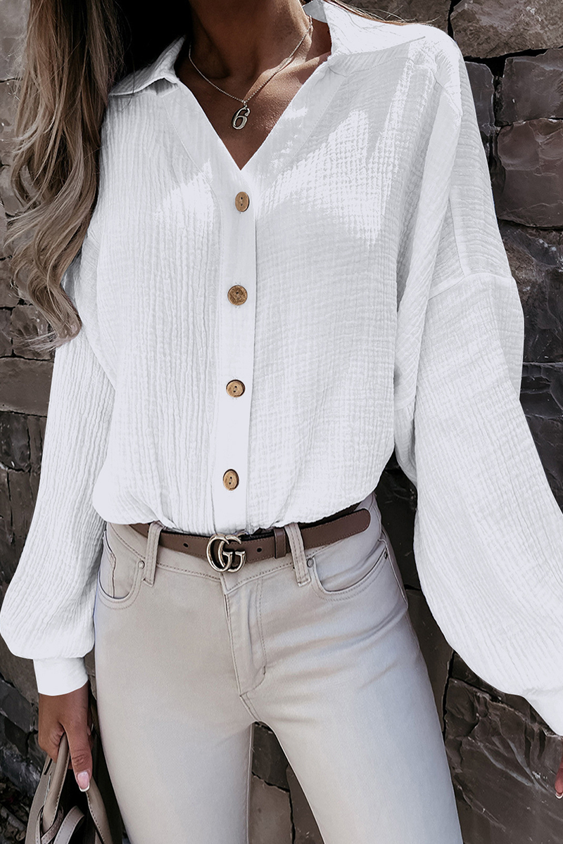 Kitty - Élégante blouse à manches longues avec col rabattu et boutons