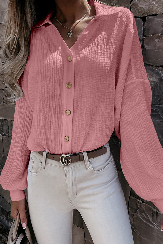 Kitty - Élégante blouse à manches longues avec col rabattu et boutons