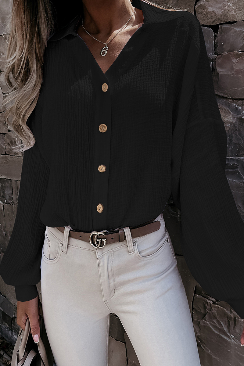 Kitty - Élégante blouse à manches longues avec col rabattu et boutons