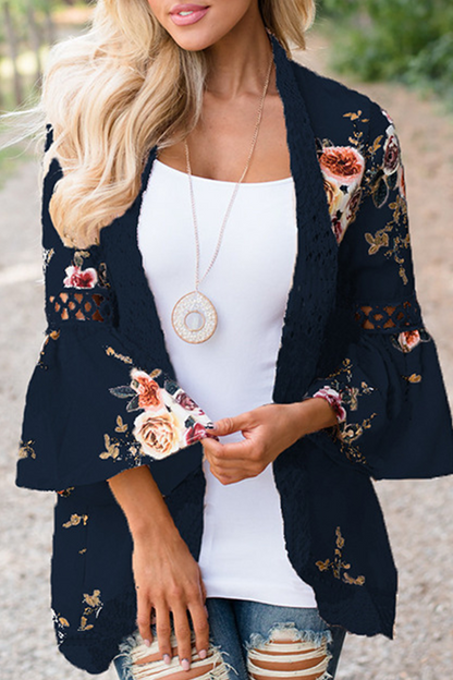 Pia - Veste polyvalente et élégante avec blouse fleurie