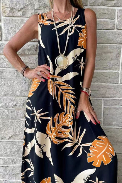 Isabella - Robe décontractée à imprimé sans manches et coupe ample