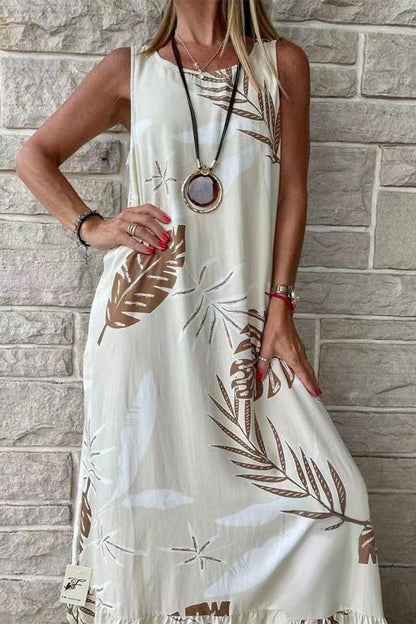 Isabella - Robe décontractée à imprimé sans manches et coupe ample