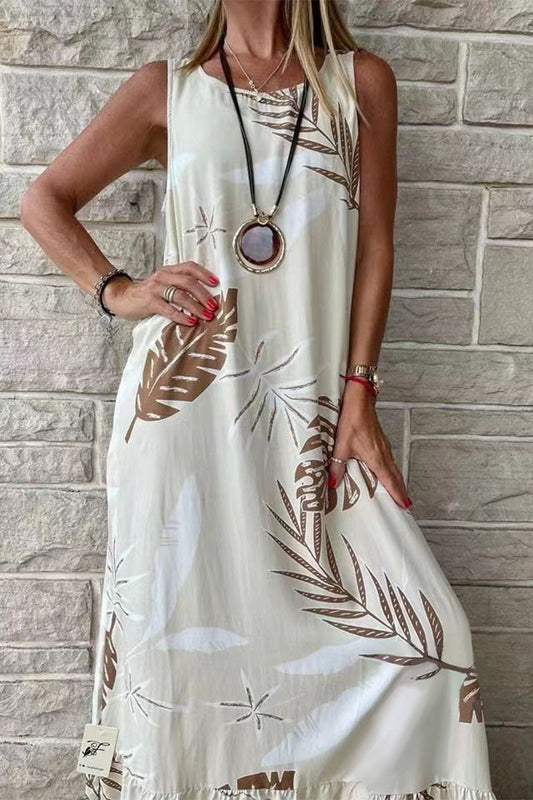 Isabella - Robe décontractée à imprimé sans manches et coupe ample