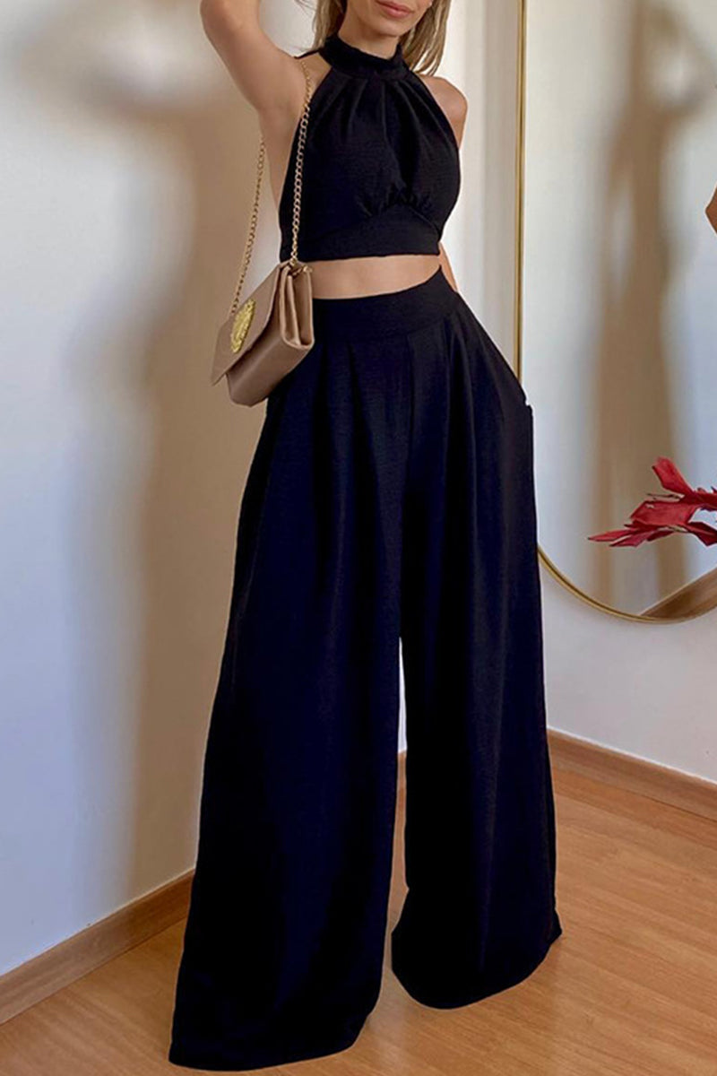 Corinna – Ensemble élégant avec top sans manches et pantalon large