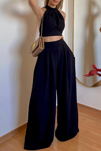 Corinna – Ensemble élégant avec top sans manches et pantalon large