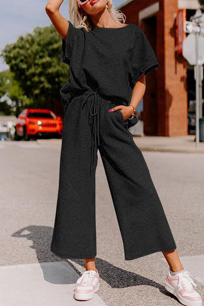 Elena – Ensemble casual t-shirt ample et pantalon large