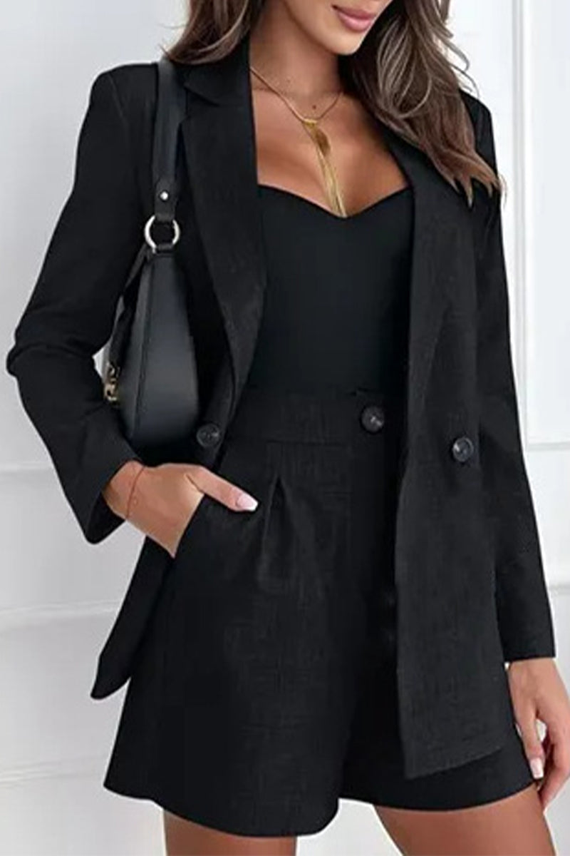 Sylvia - Ensemble élégant blazer à manches longues et short