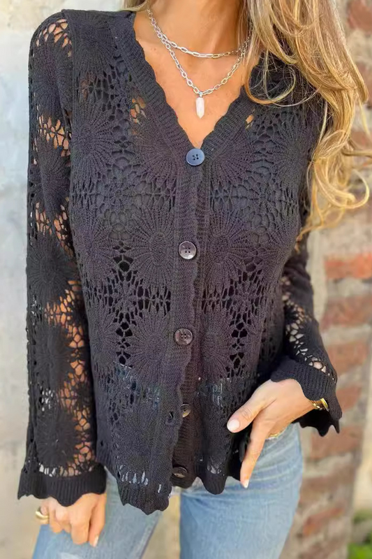 Niana - Blouse à col en V ajouré