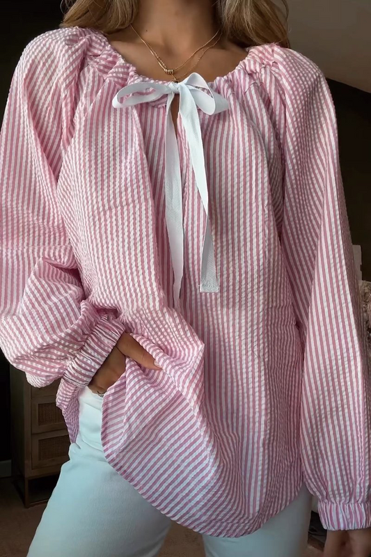 Loisa - Blouse décontractée à rayures et manches longues