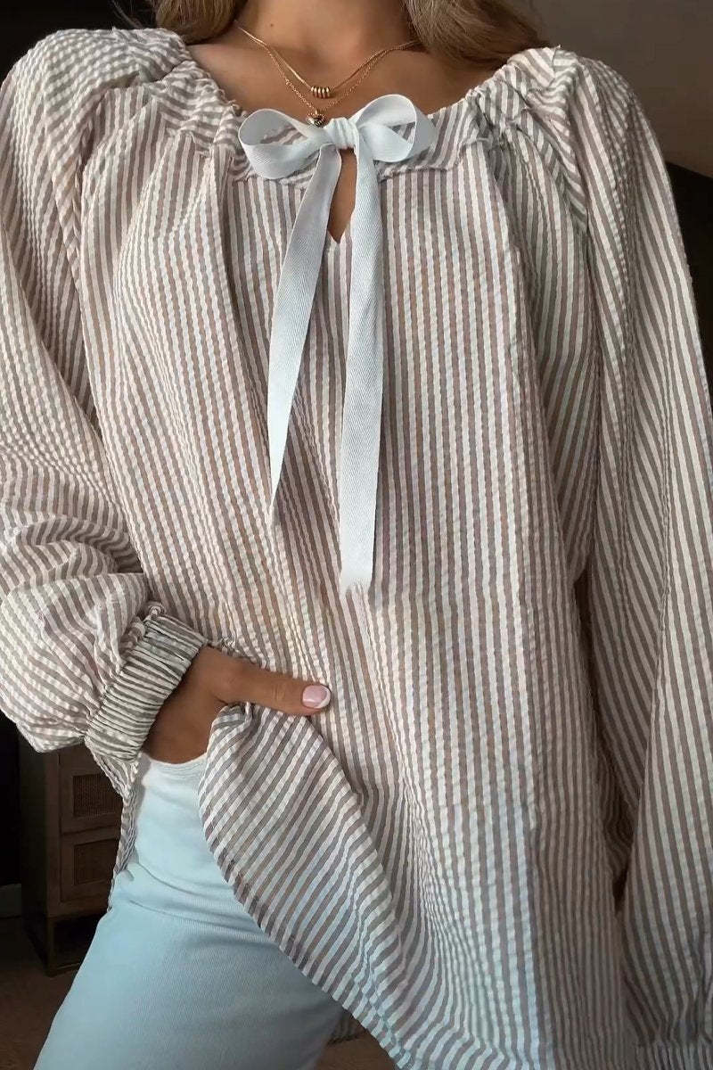 Loisa - Blouse décontractée à rayures et manches longues