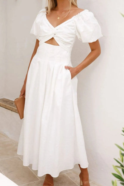 Nicolle - Robe élégante à manches bouffantes