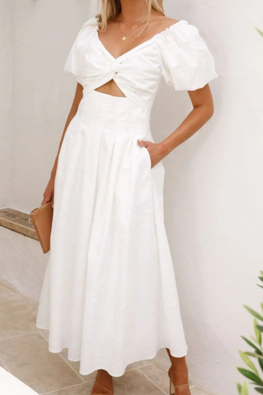 Nicolle - Robe élégante à manches bouffantes