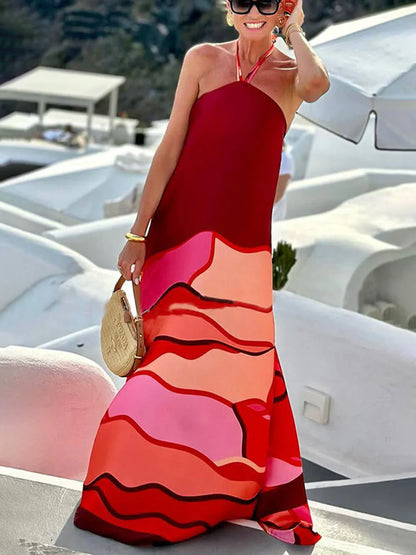 Samira - Robe longue imprimée sans manches pour femme