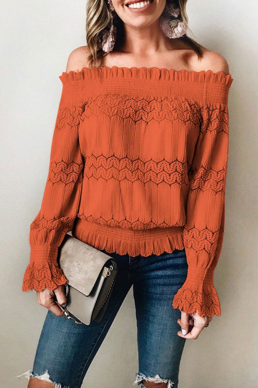 Rana - Élégante blouse à manches longues et épaules dénudées