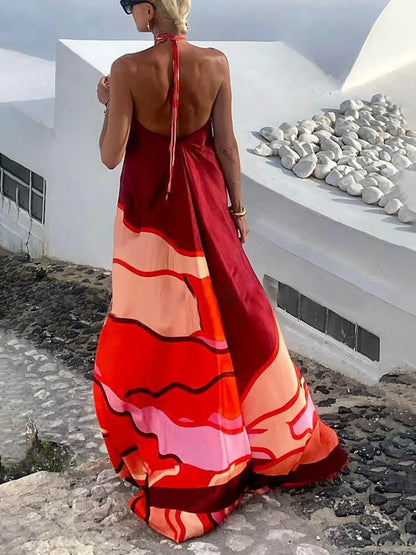 Samira - Robe longue imprimée sans manches pour femme