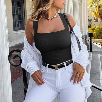 Arabella - Body élégant en maille côtelée avec encolure carrée