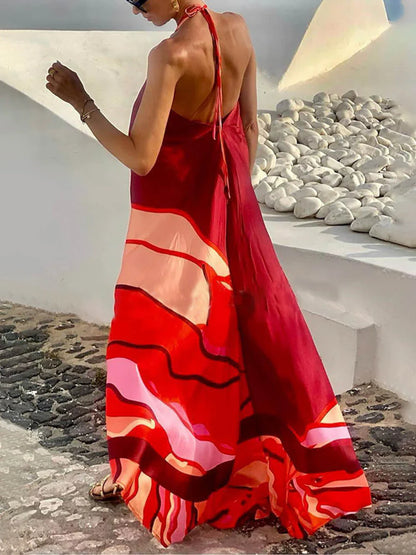 Samira - Robe longue imprimée sans manches pour femme